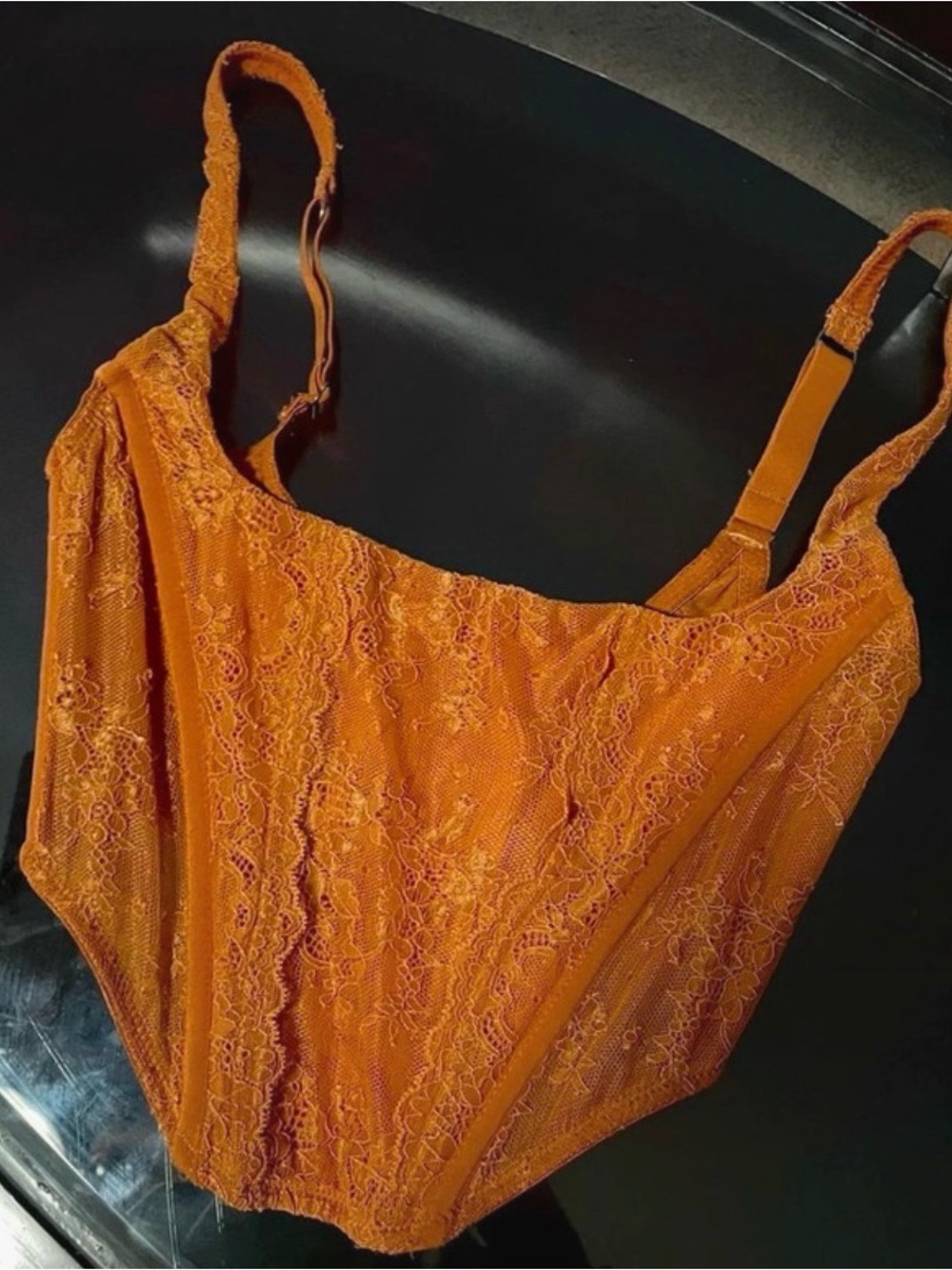 Orange lace corset Victorian